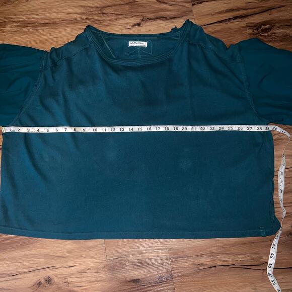 Green We The Free Free People Blossom Boxy Puff Sleeve Top Size Medium - Picture 4 of 9